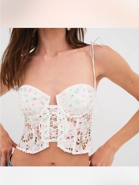 For Love and Lemons Kyra Corset Top - Floral Lace